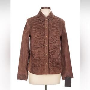 Allan Denis Genuine suede brown leather jacket, L